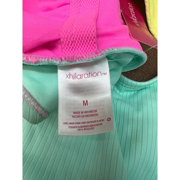 Junior's Ribbed Colorblock Tie-Front One Piece Swimsuit - Xhilaration Multicolor - Picture 4 of 7